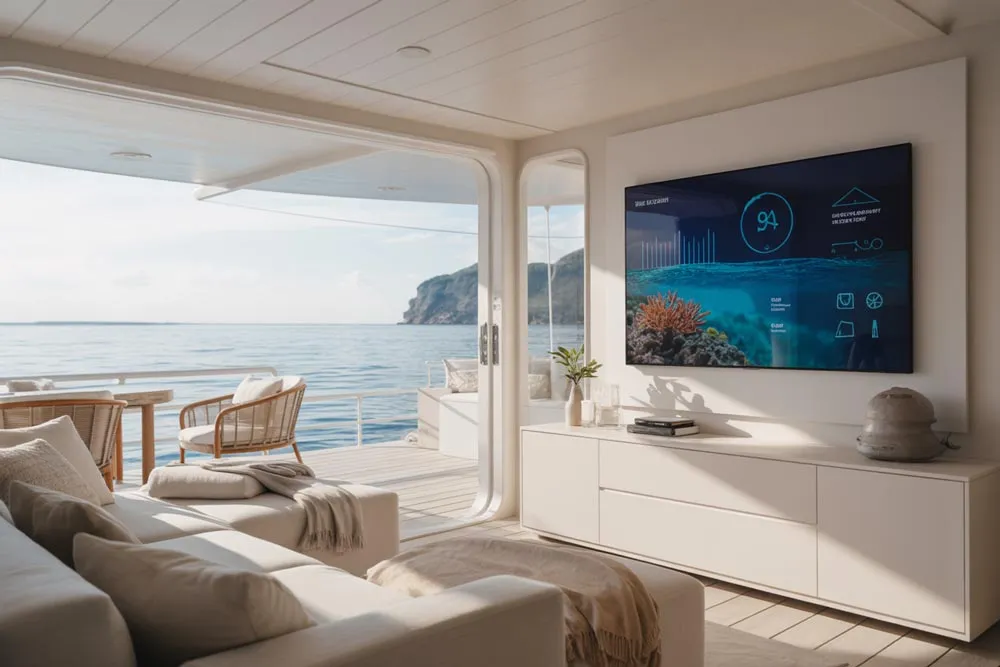 Full smart home integration: Cora controls lighting, climate, marine monitoring, and more across your entire SeaPod